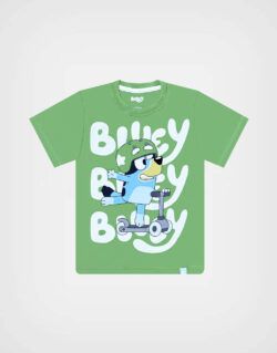 Polo Manga Corta Bluey Color Verde Para Niños