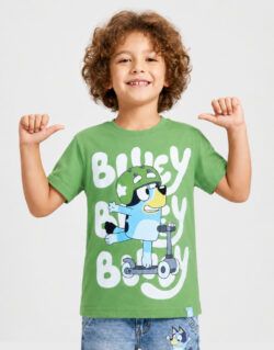 Polo Manga Corta Bluey Verde Para Niños