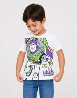 Polo Manga Corta Buzz Lightyear Toy Story Blanco Para Niños