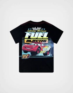Polo Manga Corta Cars Rayo McQueen 95 Color Negro Para Niños
