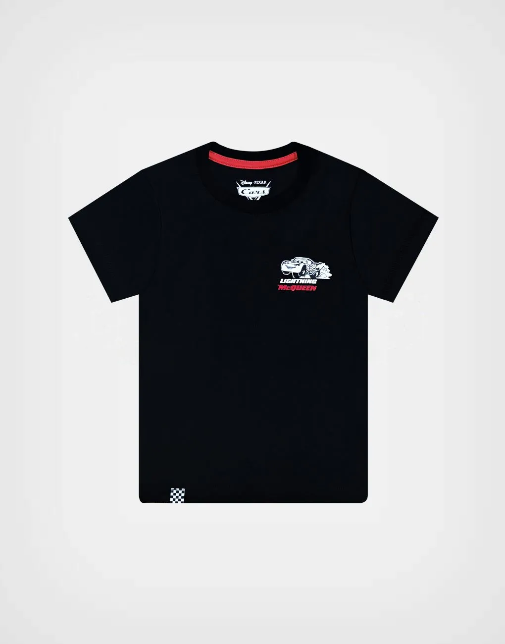 Polo Manga Corta Cars Rayo McQueen 95 Color Negro Para Niños