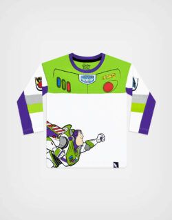 Polo Manga Larga Buzz Lightyear Toy Story Color Blanco + Verde Para Niños