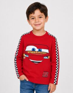Polo Manga Larga Cars Rayo McQueen Rojo Para Niños