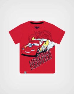 Polo Color Rojo Manga Corta Cars Rayo McQueen Para Niños