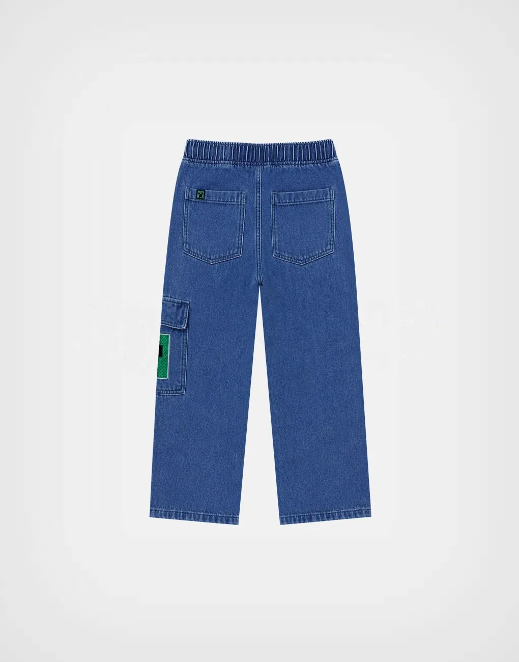 Pantalón Jean Cargo Color Azul Minecraft Para Niños