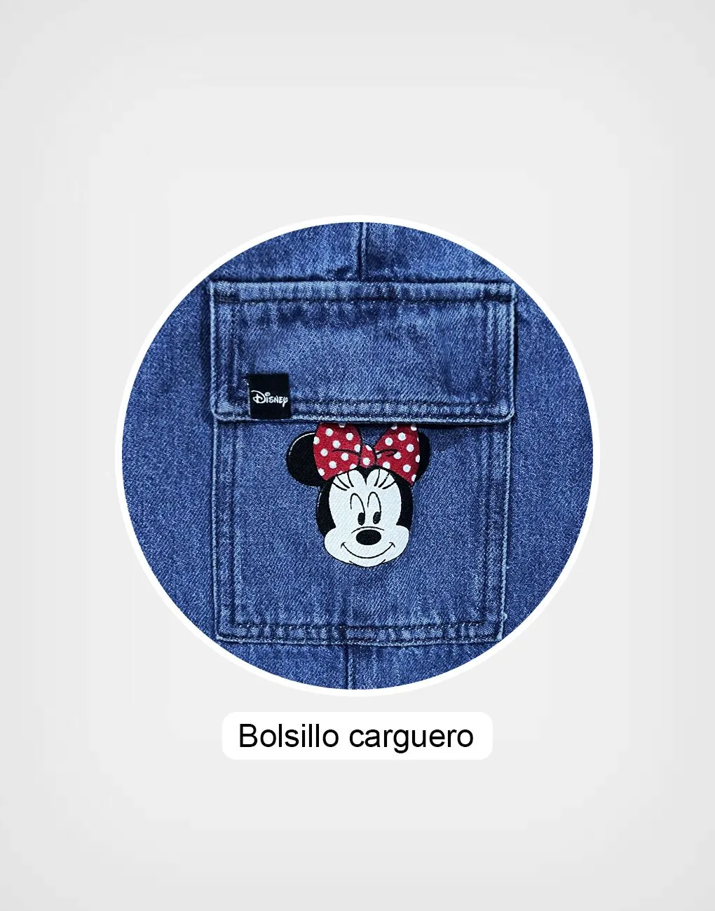 Pantalón Jean Cargo Color Azul Minnie Mouse Para Niñas