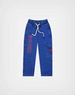 Pantalón Jean Cargo Color Azul Spider Man Para Niños