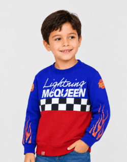 Polera Cars Rayo McQueen Azul + Rojo Para Niños