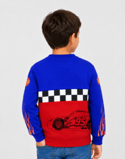 Polera Cars Rayo McQueen Azul + Rojo Para Niños