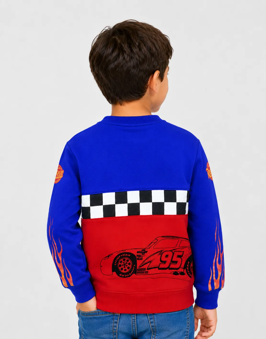 Polera Cars Rayo McQueen Azul + Rojo Para Niños