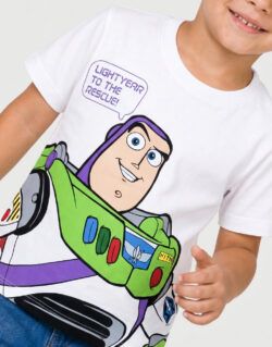 Polo MC Buzz Lightyear Rescue Toy Story Blanco Para Niños