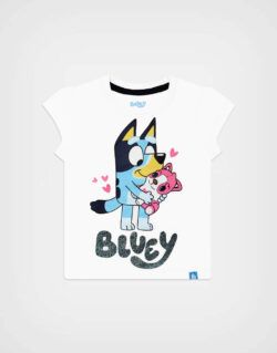 Polo Manga Corta Bluey Color Blanco Para Niñas