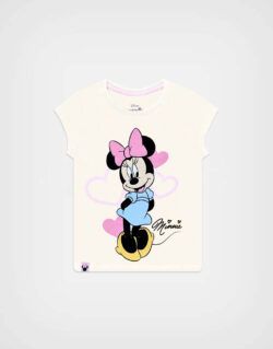 Polo Manga Corta Minnie Mouse Love Color Marfil Para Niñas