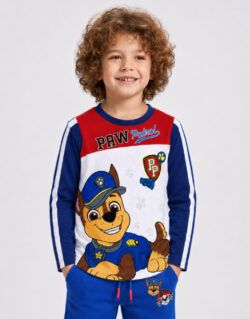 Polo Manga Larga Paw Patrol Chase Azul + Rojo Para Niños