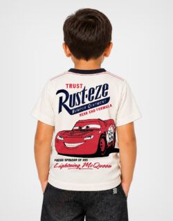 Polo Manga Corta Cars Rayo McQueen Rust-eze Marfil Para Niños