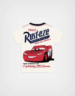 Polo Manga Corta Cars Rayo McQueen Rust-eze Color Marfil Para Niños