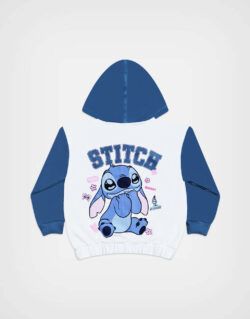 Casaca con Capucha Stitch Color Azul + Marfil Para Niñas