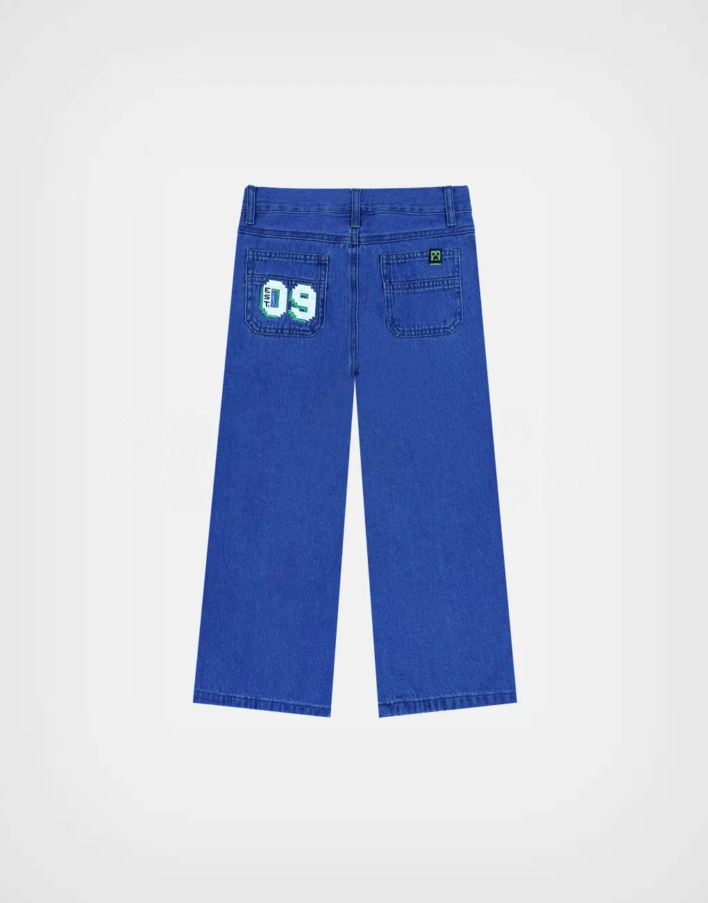Pantalón Jean Minecraft Creeper Color Azul Para Niños