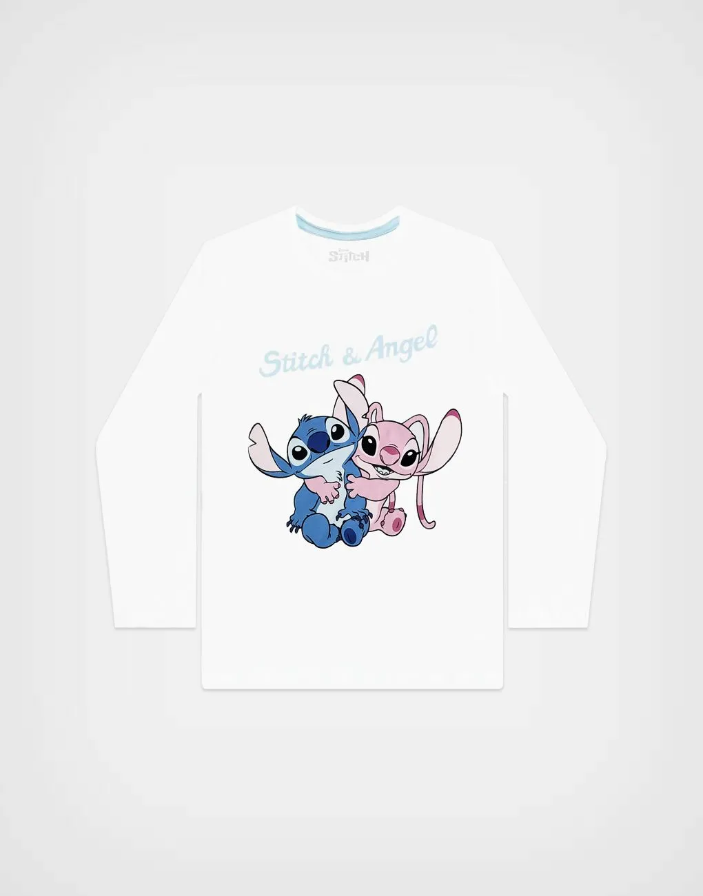 Pijama Manga Larga Stitch & Angel Color Blanco Para Niñas