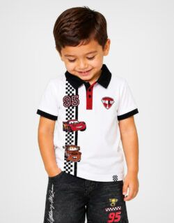 Polo Camisero Cars Rayo McQueen & Mate Color Blanco Para Niños
