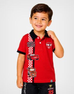 Polo Camisero Cars Rayo McQueen & Mate Color Rojo Para Niños