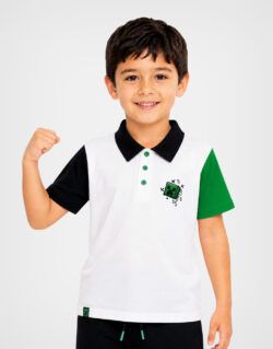 Polo Camisero Minecraft Creeper Blanco Para Niños
