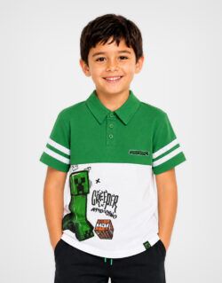 Polo Camisero Minecraft Creeper Verde Para Niños