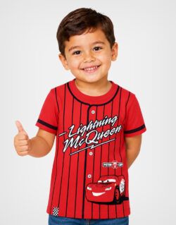 Polo Manga Corta Cars Lightning McQueen Color Rojo Para Niños