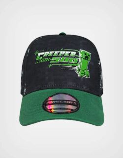 Gorra Minecraft Creeper Color Negro + Verde Para Niños