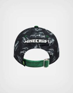 Gorra Minecraft Creeper Color Negro + Verde Para Niños