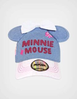 Gorra Minnie Mouse Denim Color Azul + Rosa Para Niñas