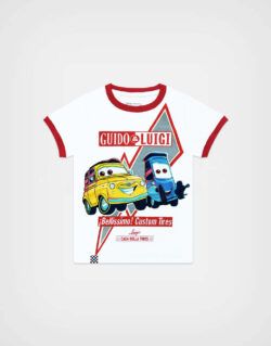 Polo Manga Corta Cars Guido & Luigi Color Blanco Para Niños