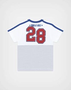 Polo Manga Corta Mickey Mouse Color Blanco + Gris Para Niños