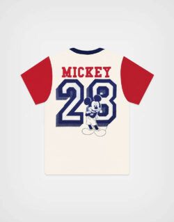Polo Manga Corta Mickey Mouse Color Rojo + Beige Para Niños