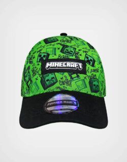 Gorra Minecraft Creeper Beware Color Negro + Verde Para Niños