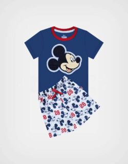 Pijama Manga Corta Mickey Mouse Color Azul Para Niños