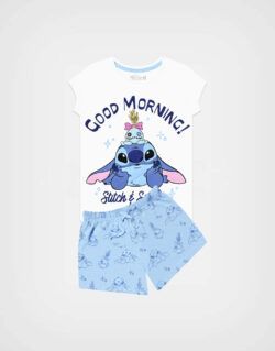 Pijama Manga Corta Stitch Color Celeste Para Niñas