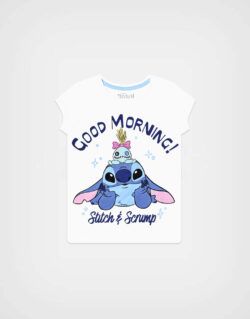 Pijama Manga Corta Stitch Color Celeste Para Niñas