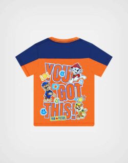 Polo Manga Corta Paw Patrol Color Azul + Naranja Para Niños