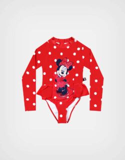 Ropa de Baño Entera Minnie Mouse Color Rojo Para Niñas