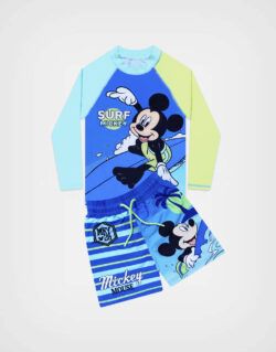 Ropa de Baño Mickey Mouse Color Verde + Celeste Para Niños